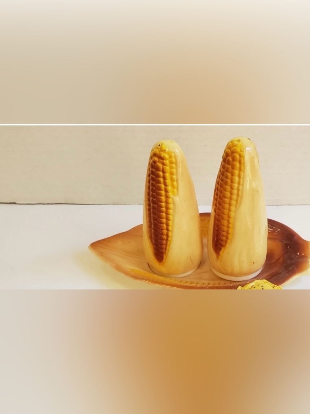 Source Unknown Yellow Ceramic Corn-Shaped Salt & Pepper Shakers
